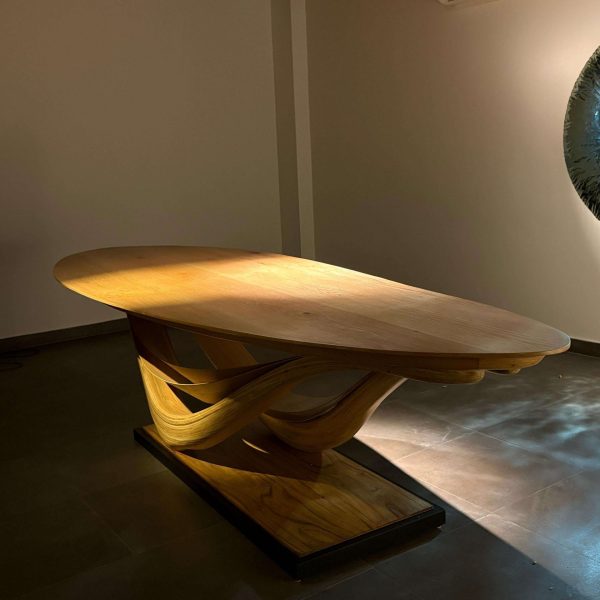 Dining Table No. 3 Fluentum Series - Bent Red Oak Wood by Raka Studio - Image 6