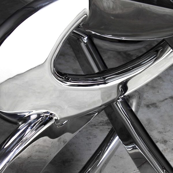 Dining Table Rings Sculpture Rectangular Glass Crystal Mirror Steel Collectible - Image 5