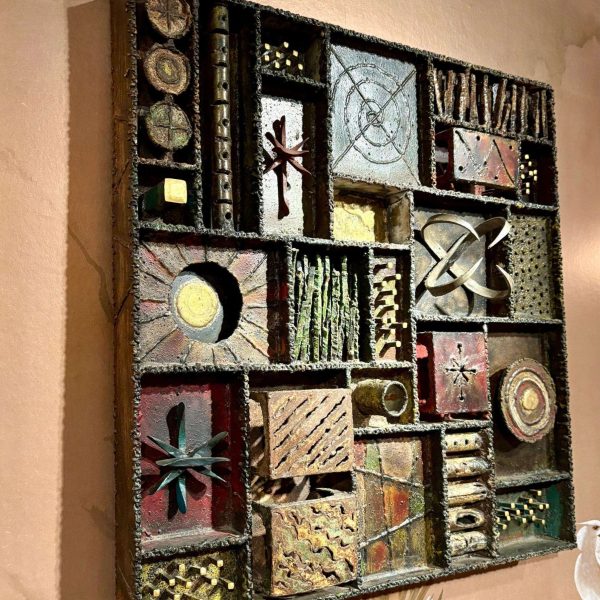 Rare Welded Steel, Polychrome, Gilt and Patinated Wall Sculpture by Paul Evans - Image 5