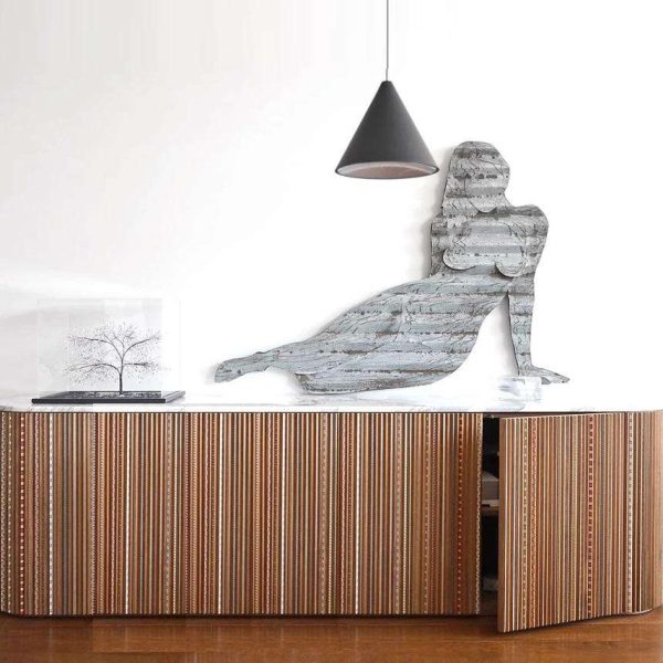 Contemporary Sideboard in American Walnut with Calacatta Marble Top - Image 8
