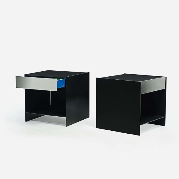 Pair of Lividi Nightstands Tables by Designer Jonathan Nesci in Solid Aluminum - Image 2