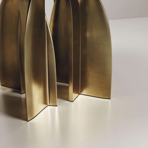Sculptural Dining Table in Macassar Inlay & Bronze Patina Brass by Kifu Paris - Image 6