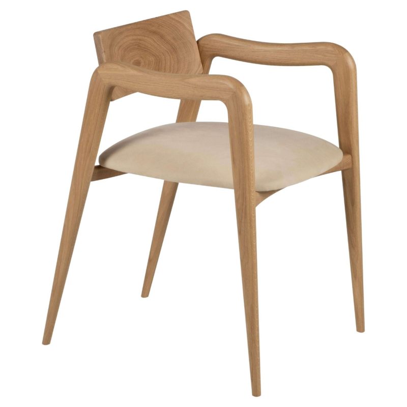 Modern Anjos Dining Chairs Set/6, Leather Oak, Handmade Portugal by Greenapple