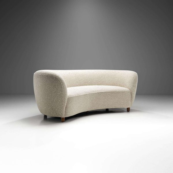 Danish Three-Seater Banana Sofa in Bouclé, 1940s - Image 2