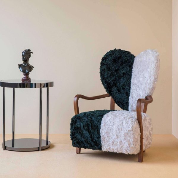 Contemporary Beechwood Uni Armchair with Heart Shaped Back and Mohair Upholstery - Image 8