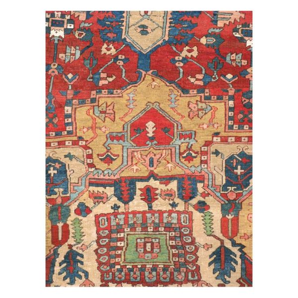Early 20th Century Handmade Persian Heriz Square Room Size Carpet - Image 8