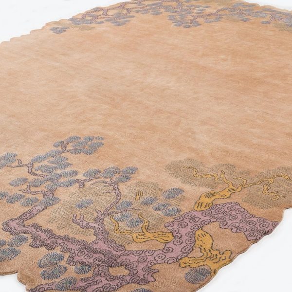 Tree And Cloud Scallop Edge Neutral Chinese Inspired Area Rug by Joseph Carini - Image 2