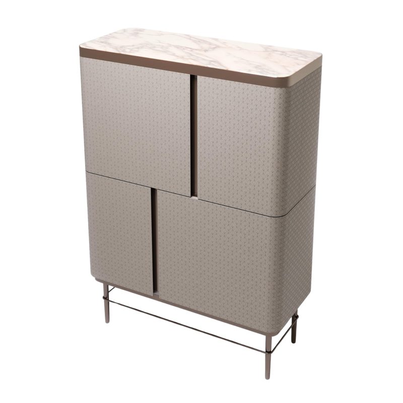 21st Century Art Déco Elie Saab Maison Leather Marble Essence Bar Cabinet, Italy