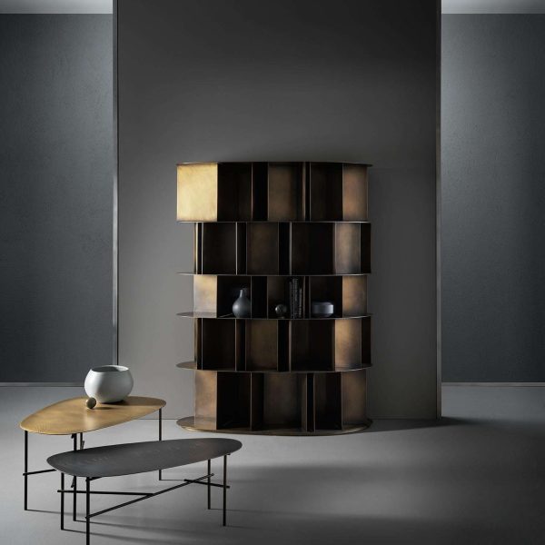 DeCastelli Existence Wall Five-Tier Bookcase in Brass by Michele De Lucchi - Image 2