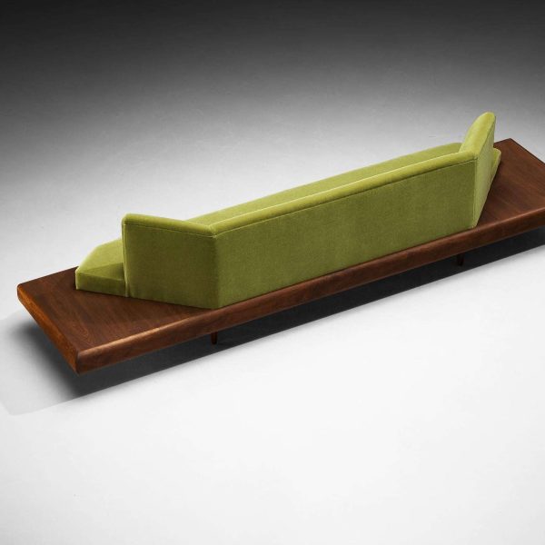 Restored Adrian Pearsall Platform Sofa '2006S' Walnut & Apple Green Fabric - Image 4