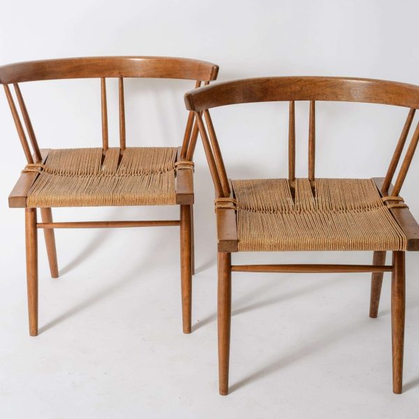 George Nakashima Grass Seat Chairs Set of 4 - Image 7