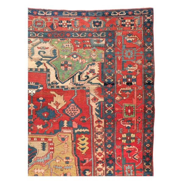 Early 20th Century Handmade Persian Heriz Square Room Size Carpet - Image 9