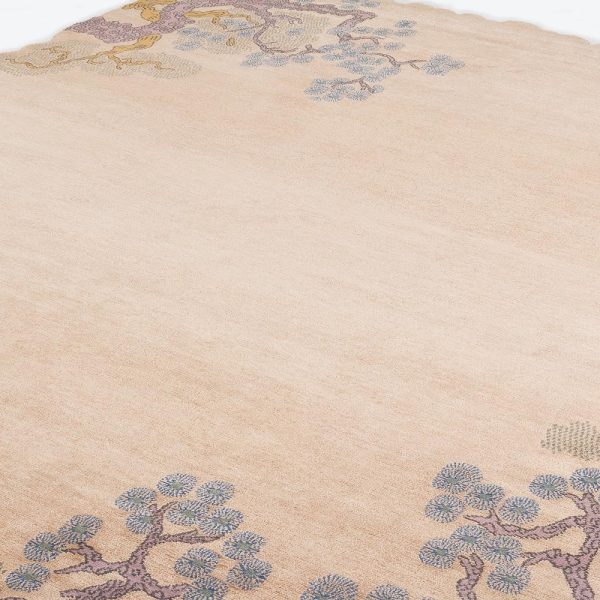 Tree And Cloud Scallop Edge Neutral Chinese Inspired Area Rug by Joseph Carini - Image 3