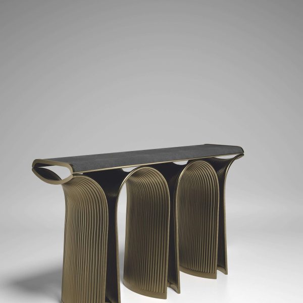 Shagreen Console with Bronze-Patina Brass Details by R&Y Augousti - Image 3