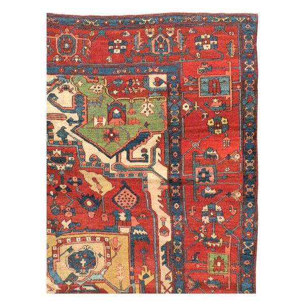 Early 20th Century Handmade Persian Heriz Square Room Size Carpet - Image 2