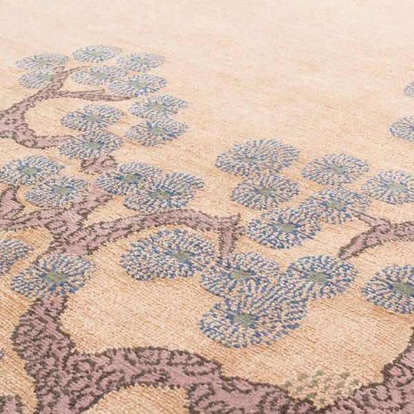 Tree And Cloud Scallop Edge Neutral Chinese Inspired Area Rug by Joseph Carini - Image 4