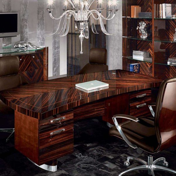 Giorgio Collection Luna Ebony Macassar and Sycamore Desk in High Gloss Finish - Image 5