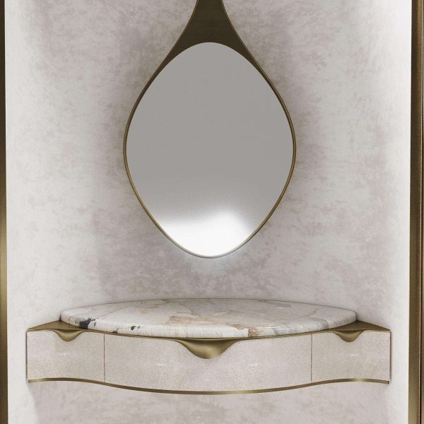Shagreen Vanity Cabinet with Bronze-Patina Brass Details by R&Y Augousti - Image 9