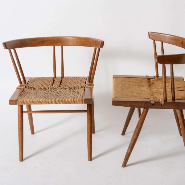 George Nakashima Grass Seat Chairs Set of 4 - Image 5