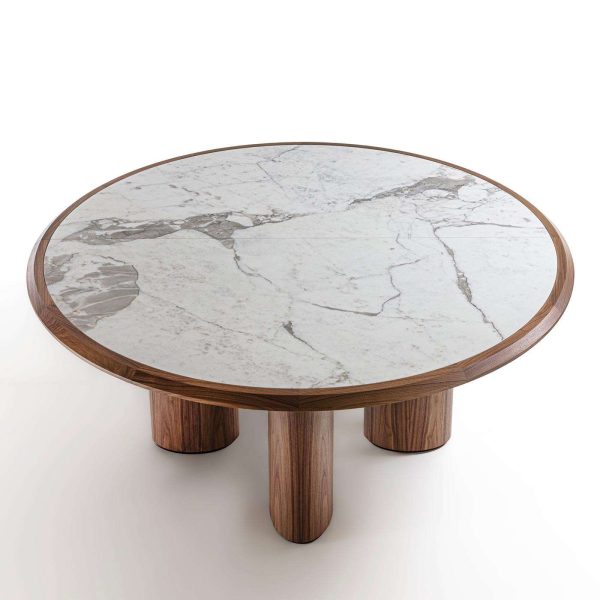 Durame Diamante Round Canaletto Carrara Marble Table - Image 2