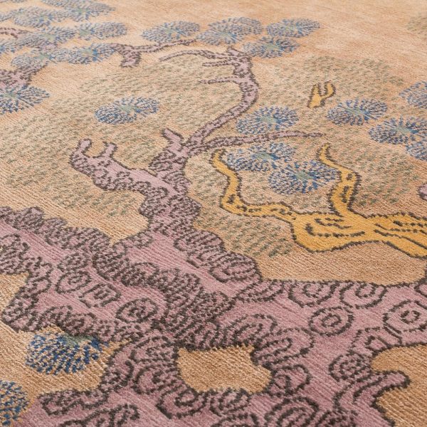 Tree And Cloud Scallop Edge Neutral Chinese Inspired Area Rug by Joseph Carini - Image 5