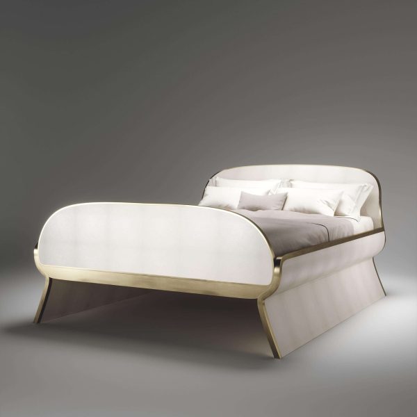 Parchment Bed Frame with Bronze-Patina Brass by Kifu Paris - Image 5