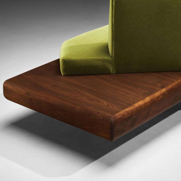 Restored Adrian Pearsall Platform Sofa '2006S' Walnut & Apple Green Fabric - Image 5