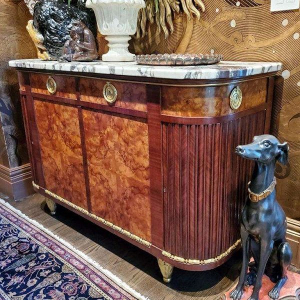 Early 20th Century French Louis XVI Gilt Bronze Mounted Mahogany Credenza - Image 5