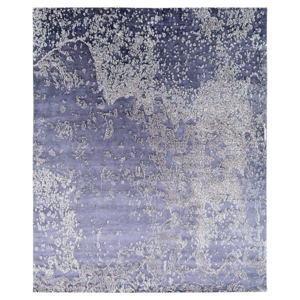 Oceanic Abstract Modern Aquarium Ink Silk Handmade Area Rug by Joseph Carini