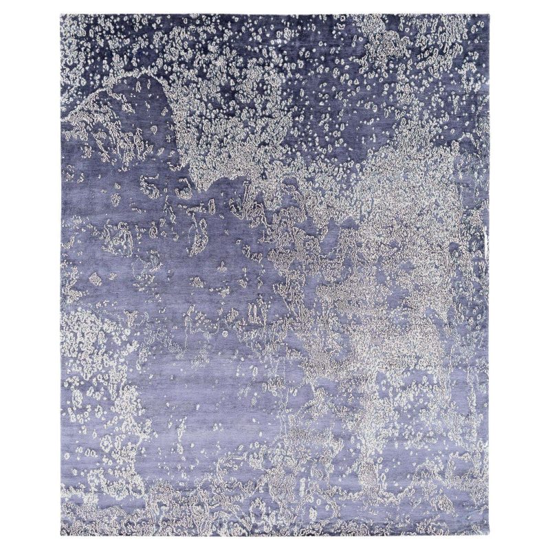 Oceanic Abstract Modern Aquarium Ink Silk Handmade Area Rug by Joseph Carini