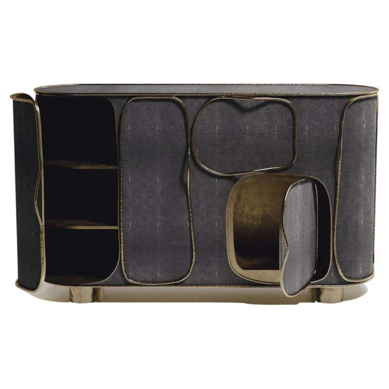 Shagreen Buffet with Bronze-Patina Brass Details by R&Y Augousti