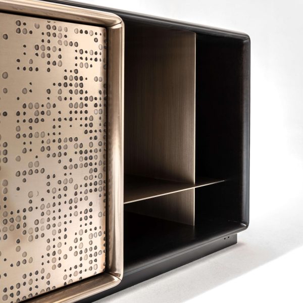 Laurameroni "Talento Lounge" Modern Low Sideboard in Bronze Liquid Metal - Image 6