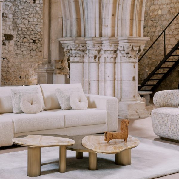 Contemporary Bordeira Nesting Coffee Tables, Onyx Miel, Brass, Marble Greenapple - Image 6