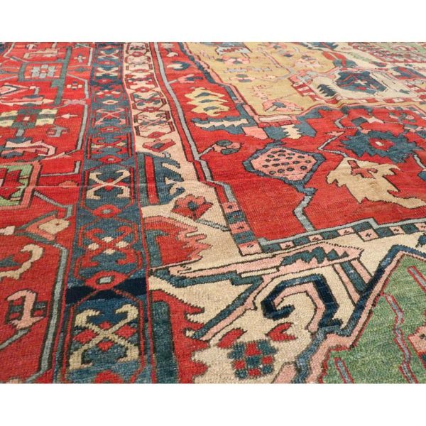 Early 20th Century Handmade Persian Heriz Square Room Size Carpet - Image 4