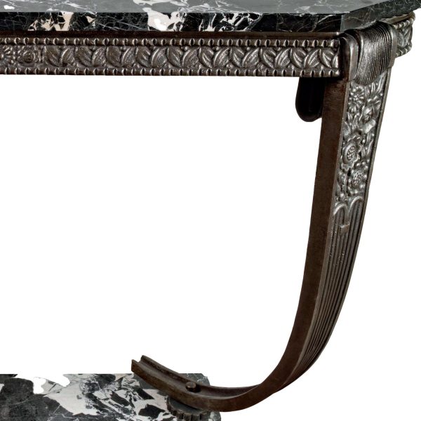 Edgar Brandt Art Deco Console Altesse Model Cast Iron Grand Antique Marble - Image 3