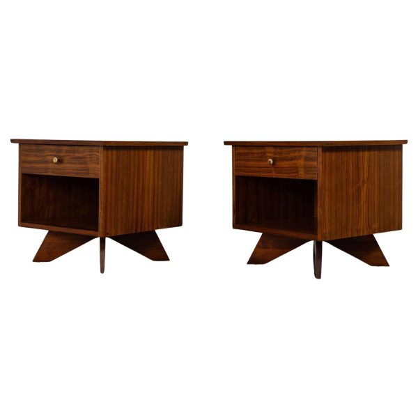 George Nakashima Origins Nightstands for Widdicomb, Walnut - Pair