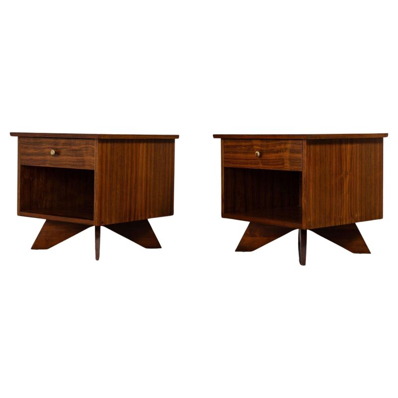 George Nakashima Origins Nightstands for Widdicomb, Walnut - Pair