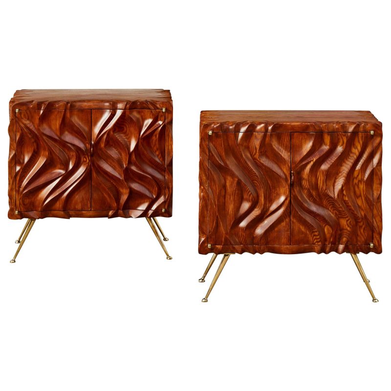Pair of Wooden Nightstands by G. Nicolet