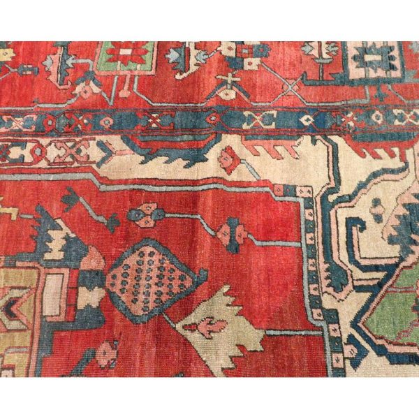 Early 20th Century Handmade Persian Heriz Square Room Size Carpet - Image 5