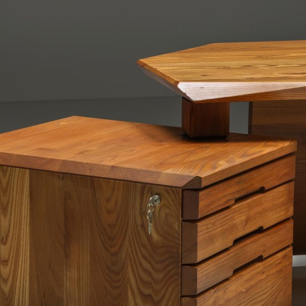 B40 Desk in Solid Elm by Pierre Chapo, France, 1960s - Image 7