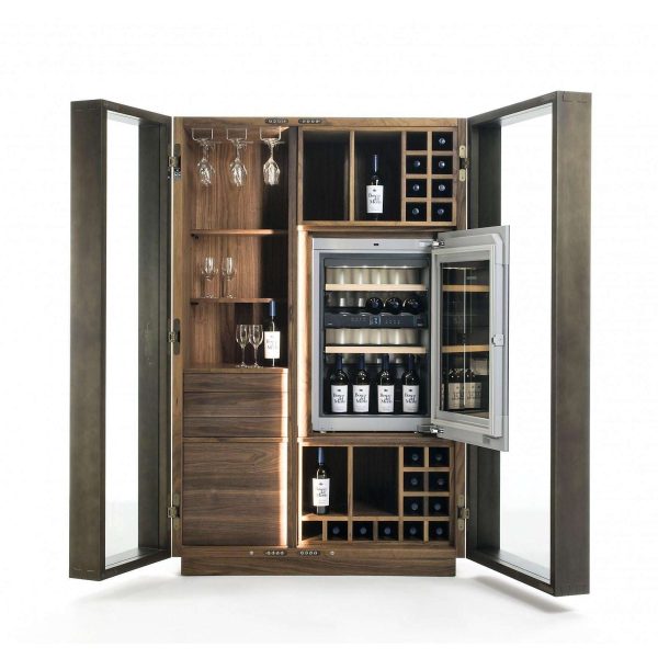 Contemporary Italian Wine Storage Cabinet in Solid Walnut - Image 3
