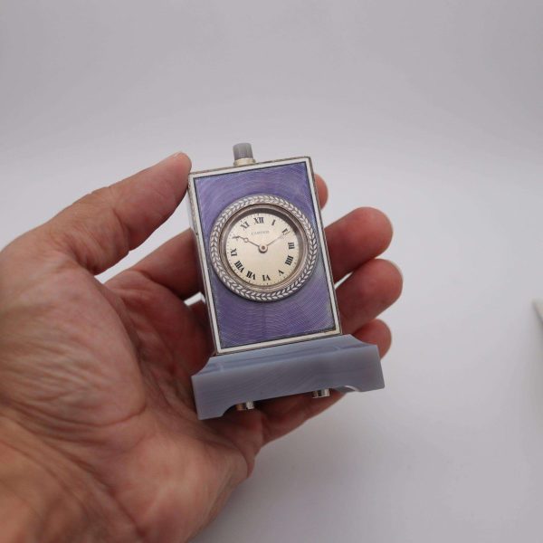 CARTIER Paris 1909 Belle Epoque Enamel Repeater Carriage Clock In Sterling Agate - Image 12