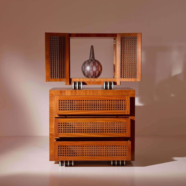A Two-Part Cabinet in Rare Exotic Woods with Solid Ebony Inlays, Italy, 1990s - Image 4