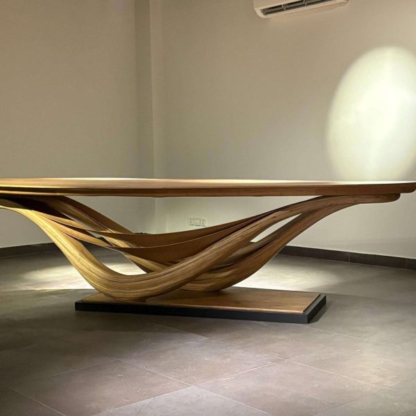Dining Table No. 3 Fluentum Series - Bent Red Oak Wood by Raka Studio - Image 2