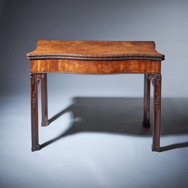 18th Century George III Carved Mahogany Serpentine Concertina Action Card Table - Image 2