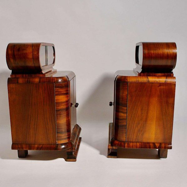 Art Deco Walnut Vintage Pair of Nightstands or Chests or Commodes 1930s Vienna - Image 10