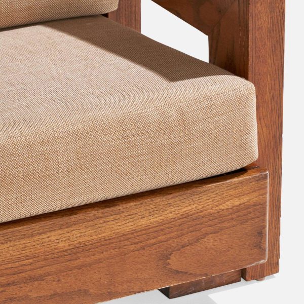 Howard Furniture Oak and Fabric Sofa, USA, 1950s - Image 11