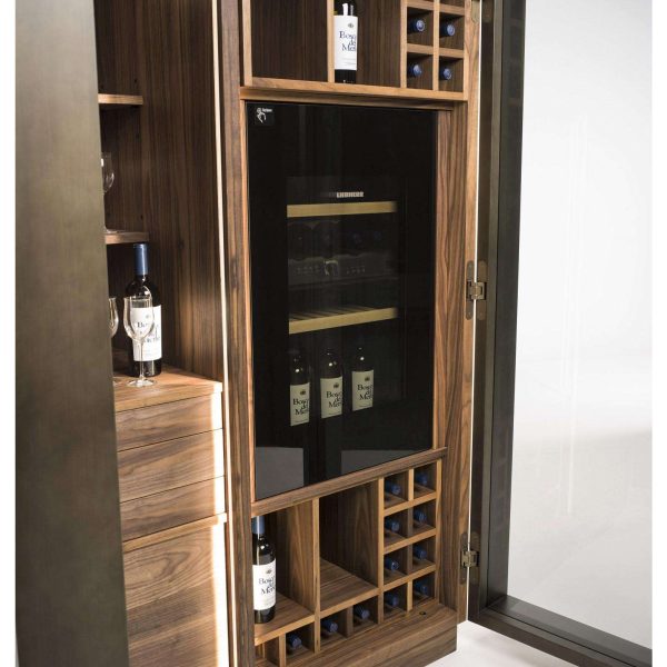 Contemporary Italian Wine Storage Cabinet in Solid Walnut - Image 5