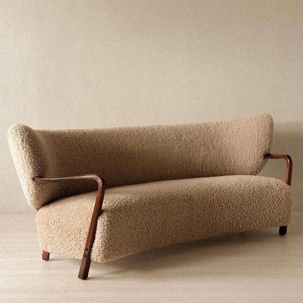 Rare Vintage Viggo Boesen Sofa in Shearling, Produced by Hos Wulff, Denmark 1930 - Image 11