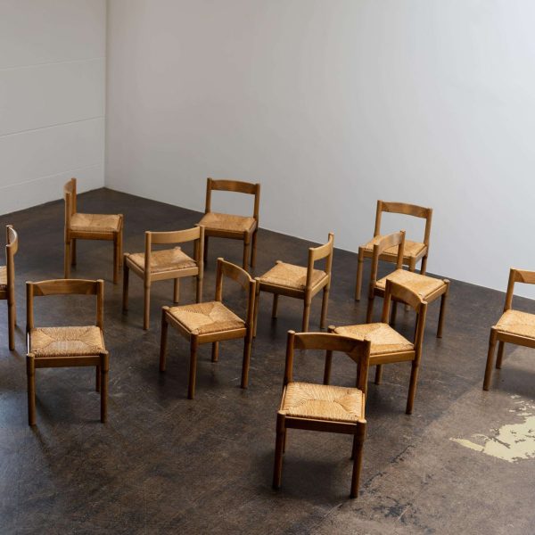 Set of 12 Wicker Seat "Carimate" Chairs by Vico Magistretti Comi, Italy, 1960s - Image 5